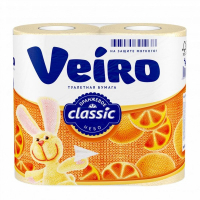 Бумага туалетная Veiro 2-слойная Оранжевая 4 штуки