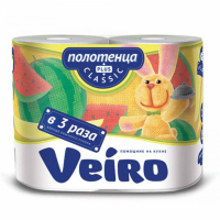 Полотенца бумажные Veiro кухонные классик плюс  белые 3-сл 2 рул