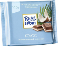 Шоколад молочный Риттер Спорт с кокосовой начинкой